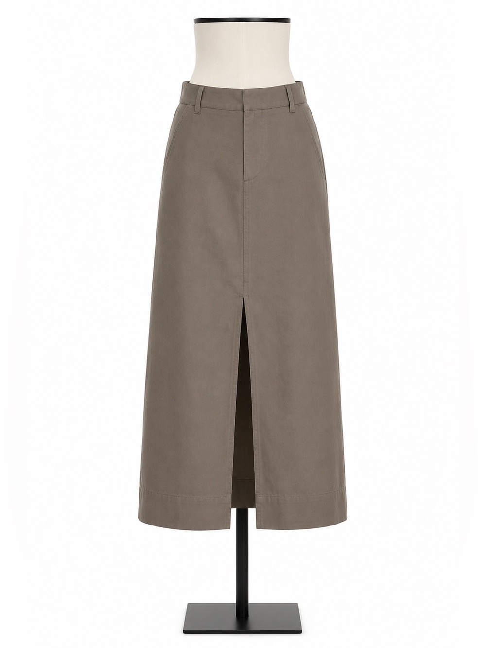 Nike Twill Maxi Skirt Cotton Womens Size XS Brown Slit Sportswear